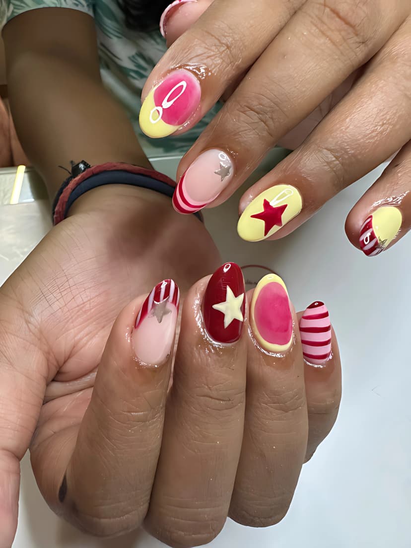 Vibrant Coral & Sunset Gel Polish Natural Nail Finish