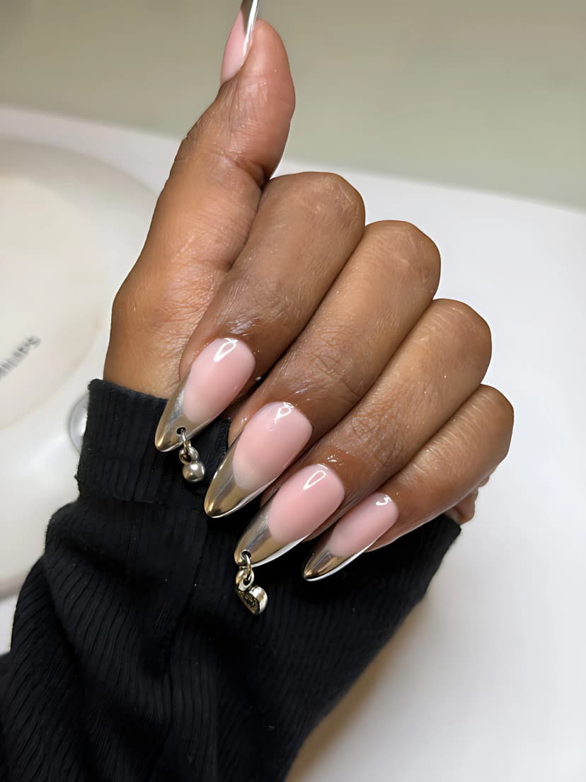 Glazed Donut Pearl Gel Extensions with High Gloss Sheen