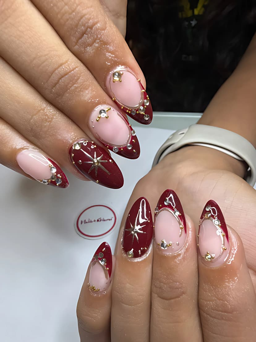 Cherry Red Luxe Gel Overlay with Dimensional Shine