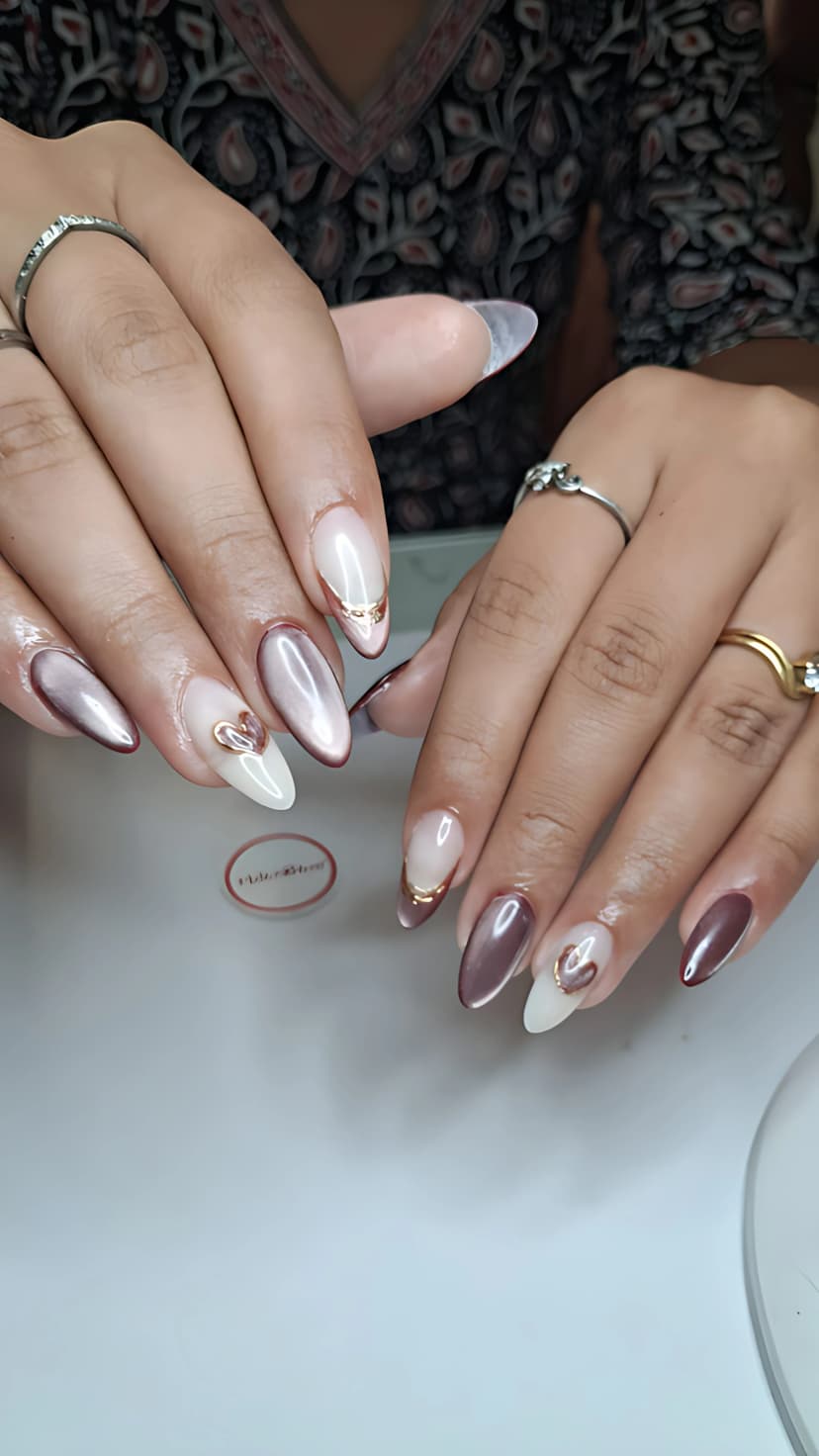 Artistic Swirl Abstract Graphics on Almond Gel Base